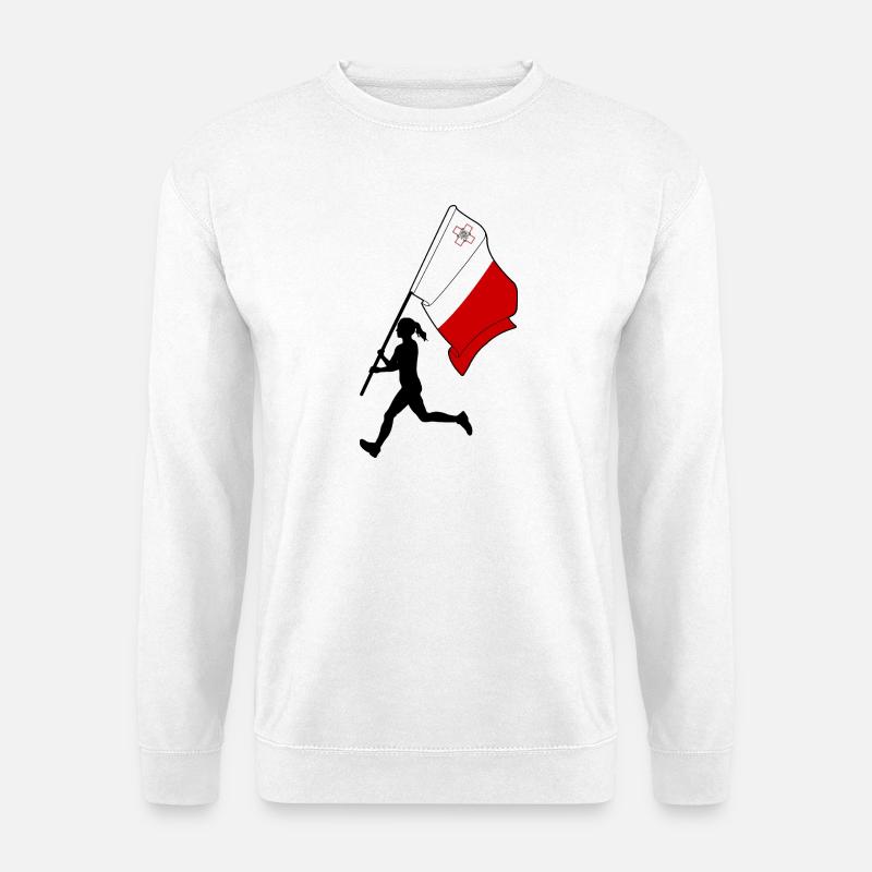 Flagge Malta Frau läuft - Unisex Pullover - Weiß
