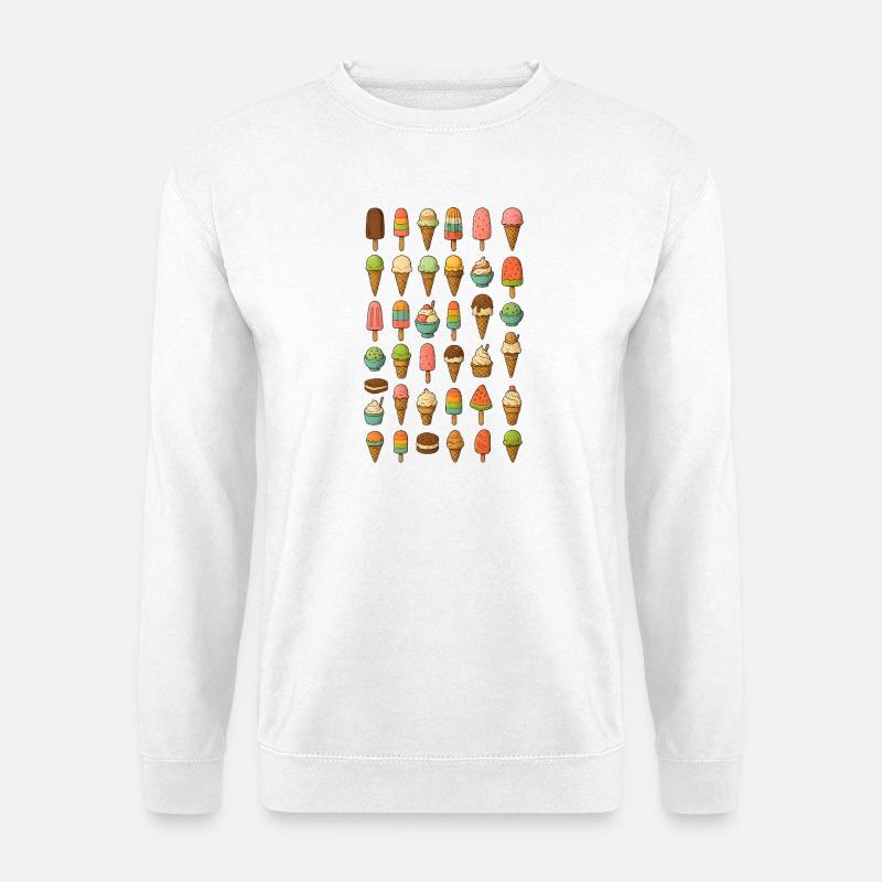 Bunte Eiscreme Vielfalt - Unisex Pullover - Weiß