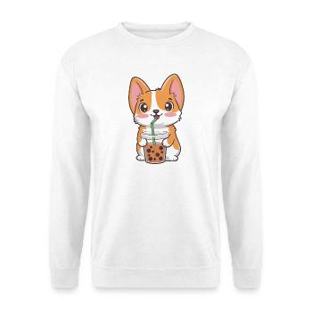 Süßer Corgi mit Bubble Tea - Unisex Pullover - Weiß - Vorne