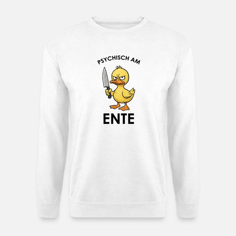 Wütende Enten mit Messer - Unisex Pullover - Weiß