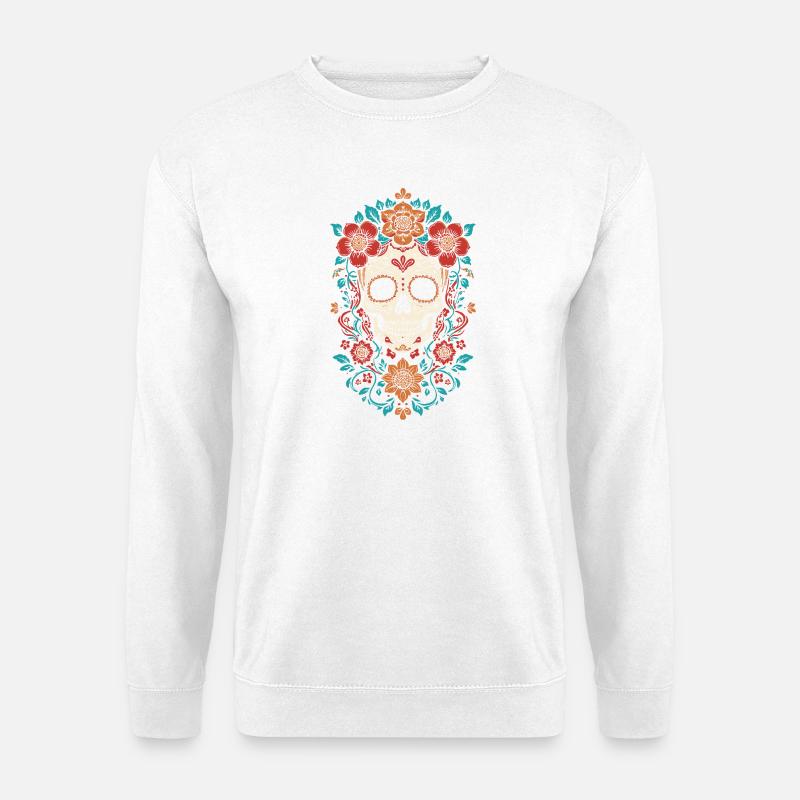 Zuckerschädel Blumenkrone - Unisex Pullover - Weiß