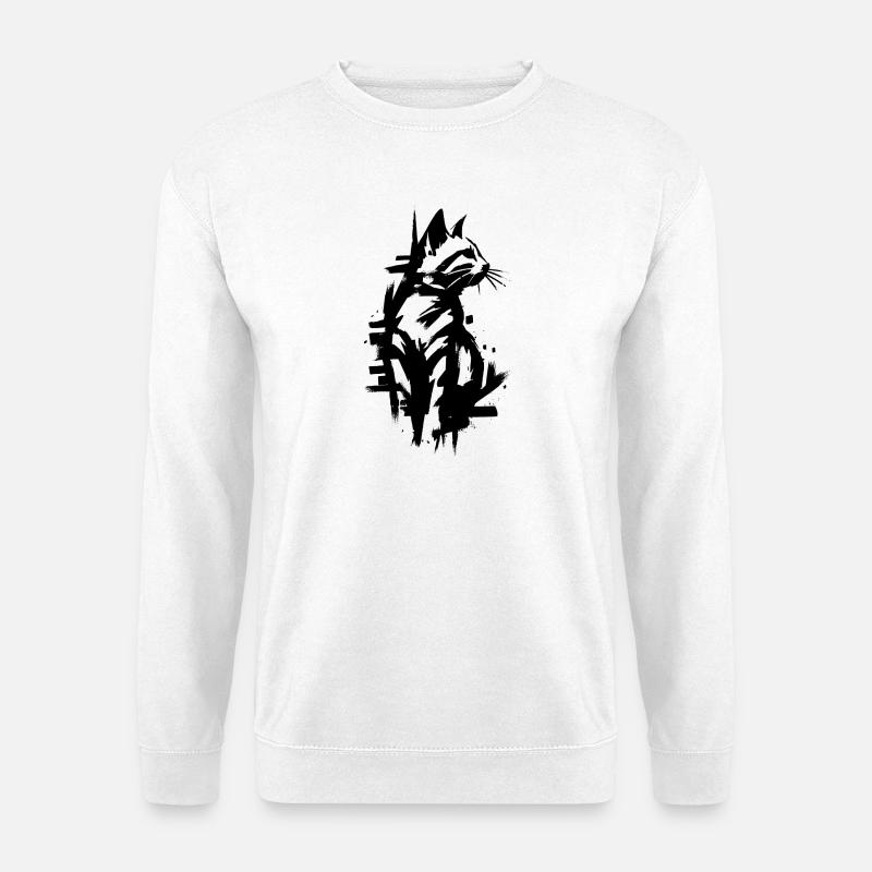 Katze Black Graffiti Design - Unisex Pullover - Weiß