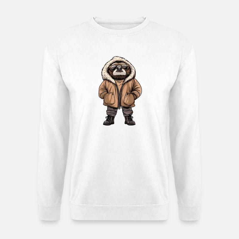 Faultier Cool Winter - Unisex Pullover - Weiß