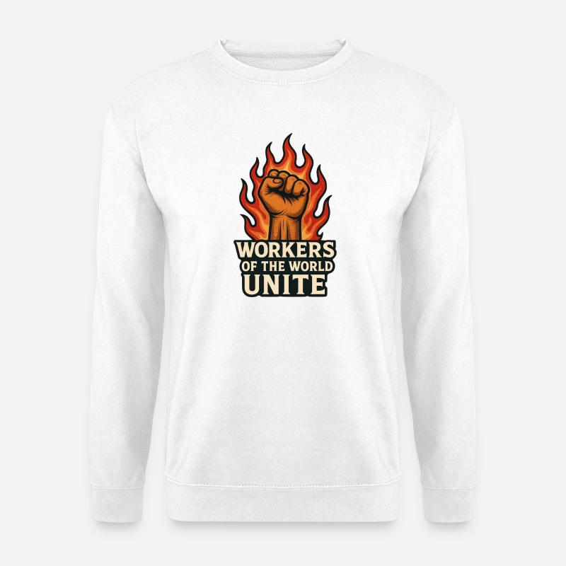 Fists and flames – Arbeiterwelt Unite - Unisex Sweatshirt - white