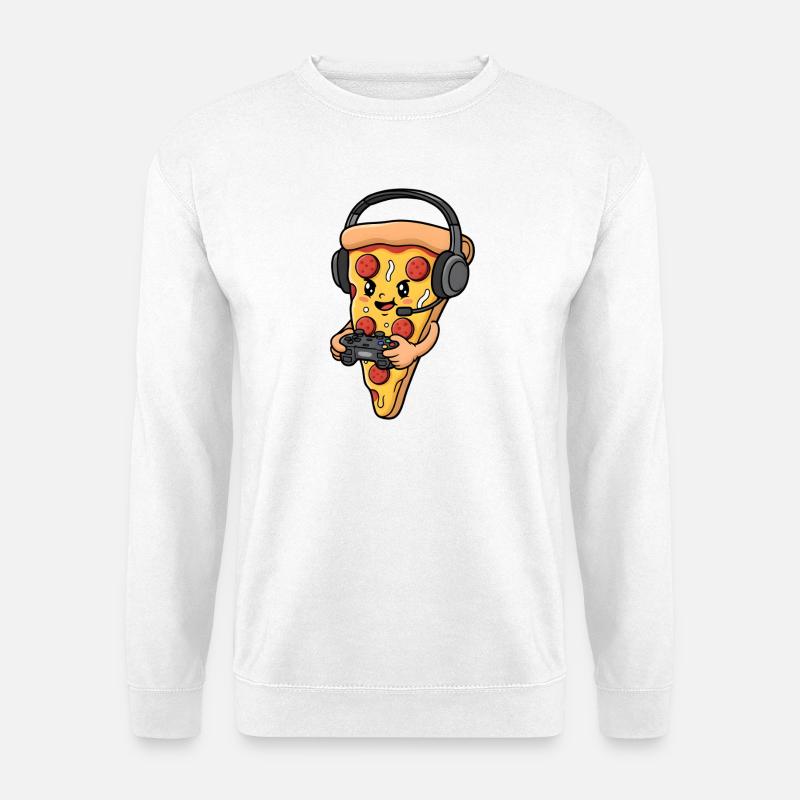 Dessin animé de pizza de jeu - Sweat-shirt Unisexe - blanc