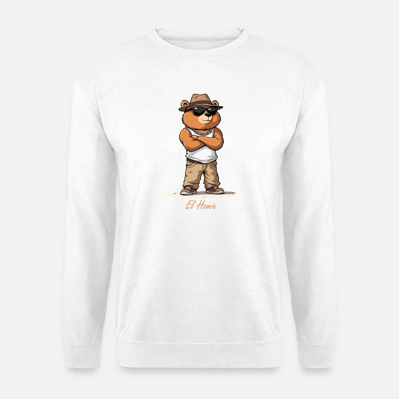 Bär im Strandstyle mit Hut - Unisex Pullover - Weiß