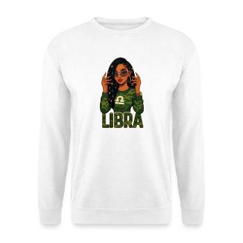 Libra Queen – Loc'd Afro Girl Grace & Justice - Unisex Sweatshirt - white - Front