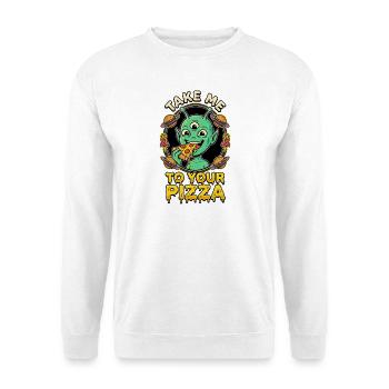 Emmène-moi à ta pizza alien - Sweat-shirt Unisexe - blanc - Devant