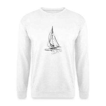Sailboat Line Art – Black Minimal Graphic - Unisex Sweatshirt - white - Front