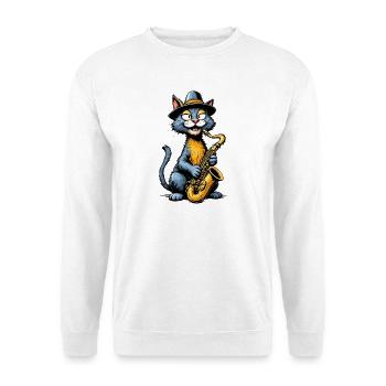 Jazz Cat au saxophone - Sweat-shirt Unisexe - blanc - Devant