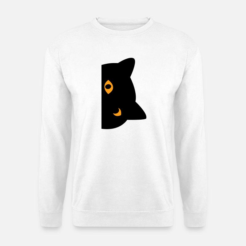 schwarze Katze - Unisex Pullover - Weiß