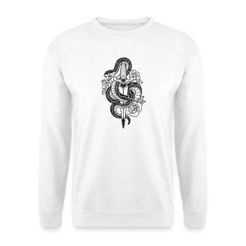 Schlange mit Rosen Tattoo-Design - Unisex Pullover - Weiß - Vorne