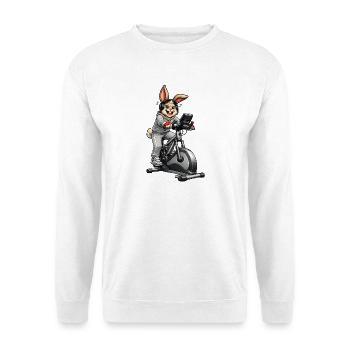 Hase auf dem Heimtrainer mit Kopfhörern - Unisex Pullover - Weiß - Vorne