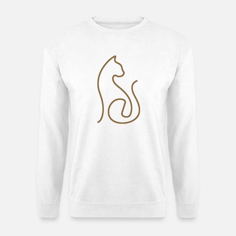 Katze Linienkunst Katzen Design - Unisex Pullover - Weiß