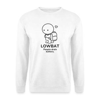 Lowbat – People Drain Battery | Introvert Mood - Unisex Pullover - Weiß - Vorne