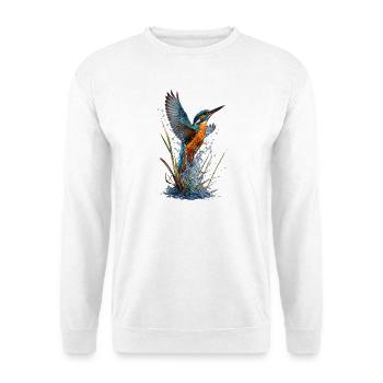 Martin-pêcheur éclatant sur cascade - Sweat-shirt Unisexe - blanc - Devant