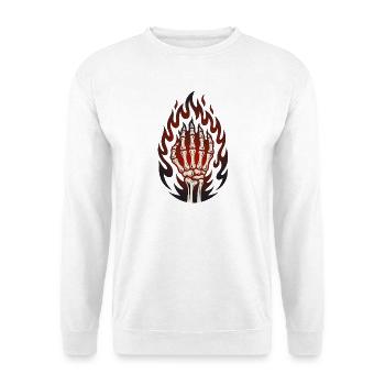Flammende Skeletthand - Unisex Pullover - Weiß - Vorne