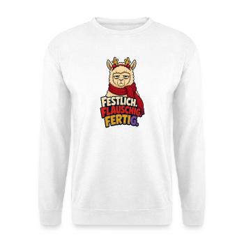 Retro Boombox – 80er Jahre Ghettoblaster - Unisex Pullover - Weiß - Vorne - Alina (178cm) & Michal (187cm)