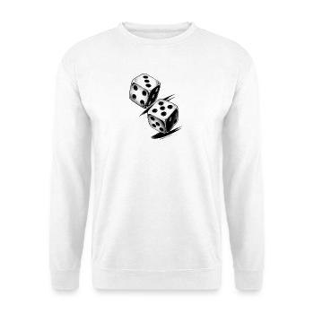Schwarz-weißes Würfelmuster - Unisex Pullover - Weiß - Vorne - Alina (178cm) & Michal (187cm)