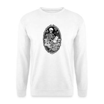 Skelett im Schattenbuch - Unisex Pullover - Weiß - Vorne - Alina (178cm) & Michal (187cm)