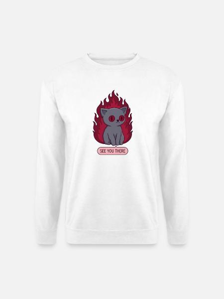 Süße Goth Katze in Flammen See You There - Unisex Pullover - Weiß
