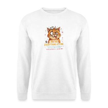 Katzenchaos: Alles ist gut - Unisex Pullover - Weiß - Vorne - Alina (178cm) & Michal (187cm)