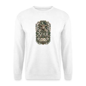 Stier – Stark, zuverlässig & bodenständig - Unisex Pullover - Weiß - Vorne - Alina (178cm) & Michal (187cm)
