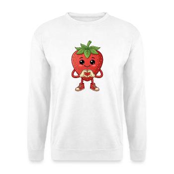 Süße Erdbeere Heldin mit Sneaker und Herz - Unisex Pullover - Weiß - Vorne - Alina (178cm) & Michal (187cm)