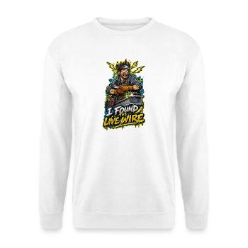 Ich fand den Livewire Held - Unisex Pullover - Weiß - Vorne - Alina (178cm) & Michal (187cm)