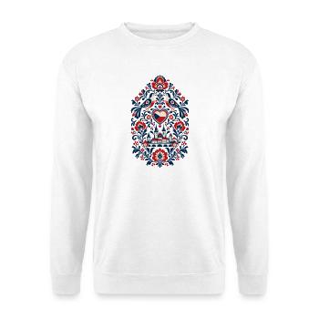 Tschechien | Prag & böhmische Volkskunst - Unisex Pullover - Weiß - Vorne - Alina (178cm) & Michal (187cm)