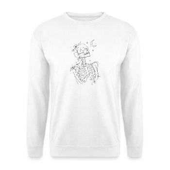 Skelett im Mondschein - Unisex Pullover - Weiß - Vorne - Alina (178cm) & Michal (187cm)