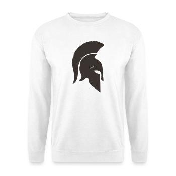 Spartanischer Kriegerhelm Silhouette - Unisex Pullover - Weiß - Vorne - Alina (178cm) & Michal (187cm)