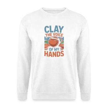 Gifts For Pottery Makers Voice Of My Hands Pottery - Unisex Pullover - Weiß - Vorne - Alina (178cm) & Michal (187cm)