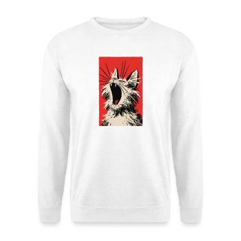 müdes Kätzchen - Unisex Pullover - Weiß - Vorne - Alina (178cm) & Michal (187cm)