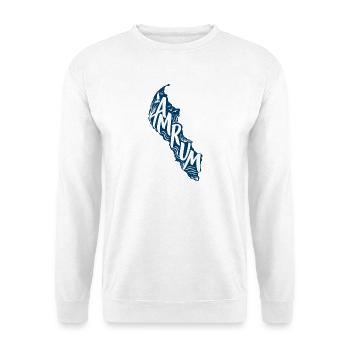 Amrum - Nordsee - Insel - Meer - Urlaub - Strand - Unisex Pullover - Weiß - Vorne - Alina (178cm) & Michal (187cm)