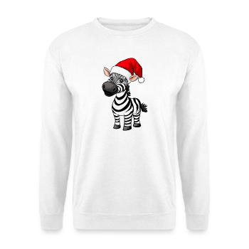 Zebras Weihnachten - Unisex Pullover - Weiß - Vorne - Alina (178cm) & Michal (187cm)