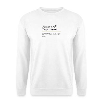 Wertsteigerungsgeschenk der Finanzabteilung - Unisex Pullover - Weiß - Vorne - Alina (178cm) & Michal (187cm)