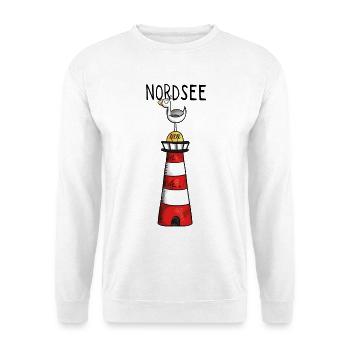 Nordsee Leuchtturm - Möwe - Comic - Geschenk - Unisex Pullover - Weiß - Vorne