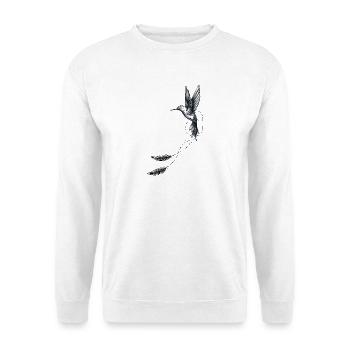colibri plumes géométrie - Sweat-shirt Unisexe - blanc - Devant