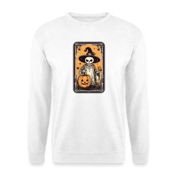 Carte squelette de sorcières de tarot à la citrouille - Sweat-shirt Unisexe - blanc - Devant