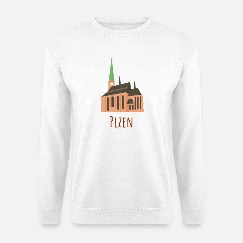 Historische Plzen Kathedrale Illustration - Unisex Pullover - Weiß