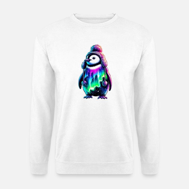Aurora Borealis Penguin - Unisex Sweatshirt - white