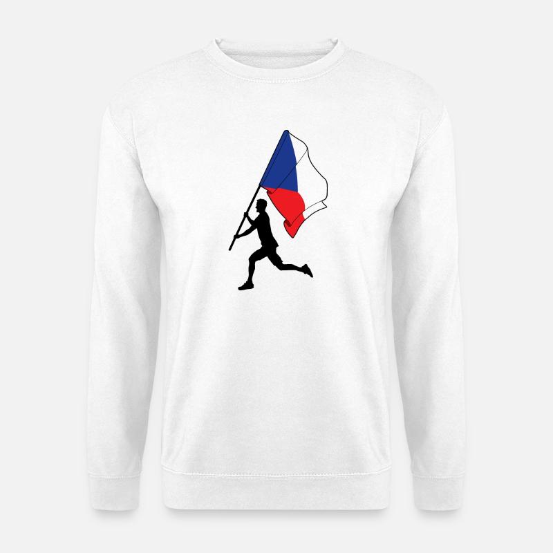 Flagge Tschechien Mann läuft - Unisex Pullover - Weiß