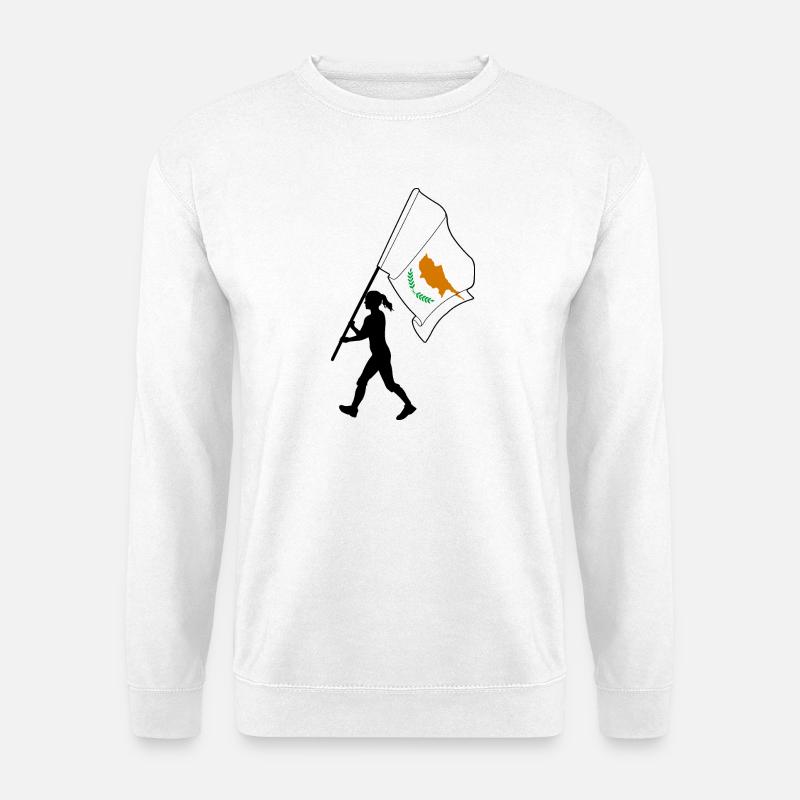 Flagge Zypern Frau Geht - Unisex Pullover - Weiß