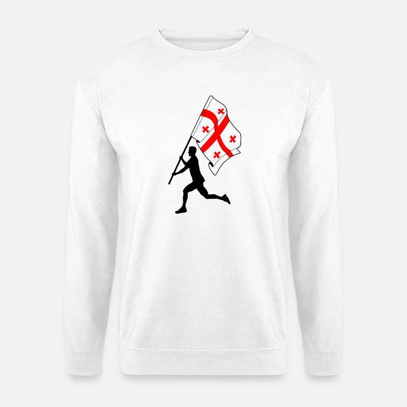 Flagge Georgia Mann läuft - Unisex Pullover - Weiß