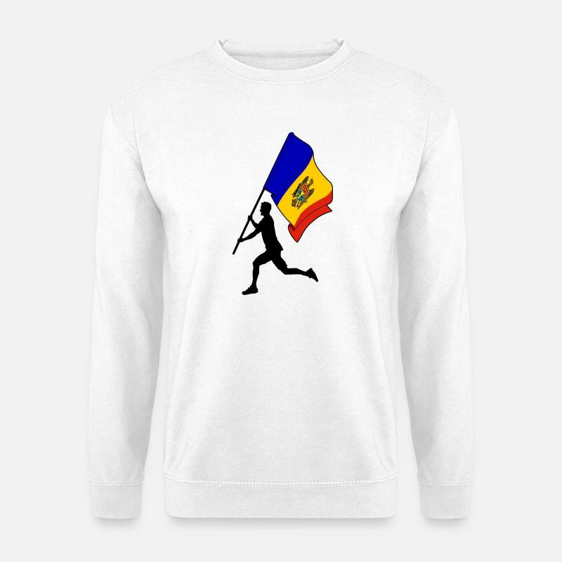 Flagge Moldawien Mann läuft - Unisex Pullover - Weiß