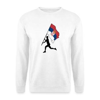Flagge Serbien Mann läuft - Unisex Pullover - Weiß - Vorne