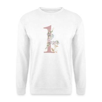 Number 1, floral, personalizable - Unisex Sweatshirt - white - Front