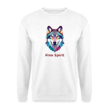 Geomorphic wolf with color explosion - Unisex Sweatshirt - white - Front