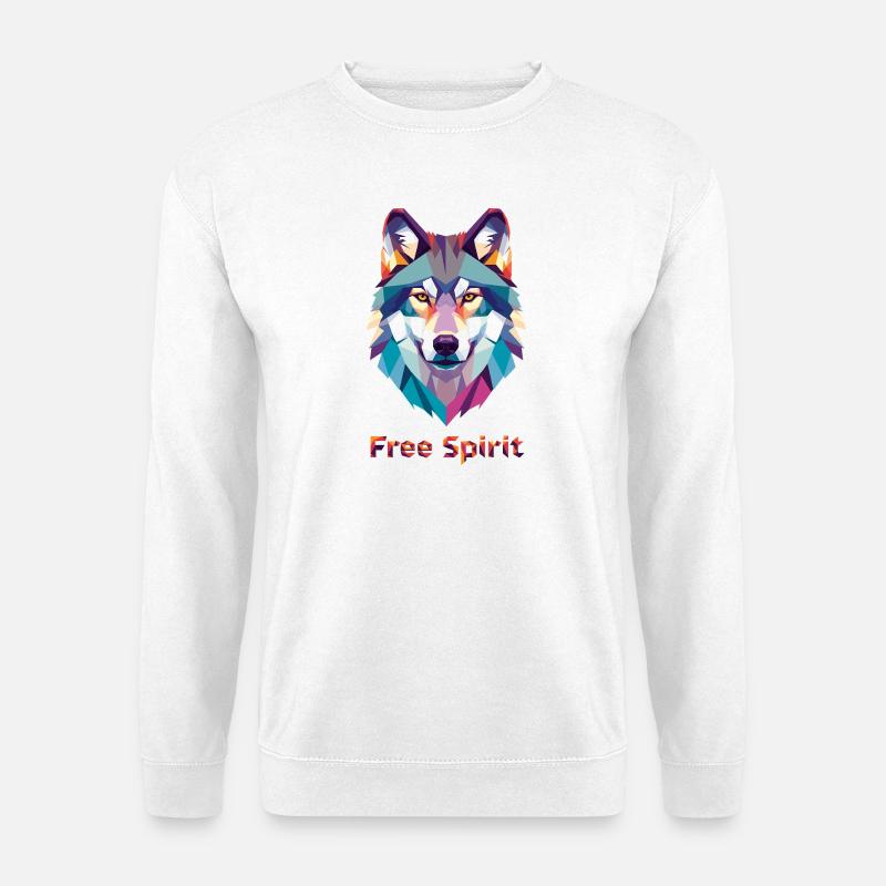 Geomorphischer Wolf mit Farbexplosion - Unisex Pullover - Weiß